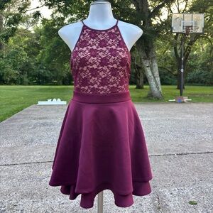 Honey and Rosie Red Fit and Flare Halter Mini Dress